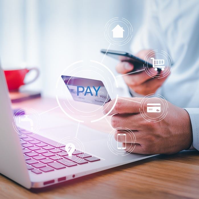 Person on laptop making a payment 