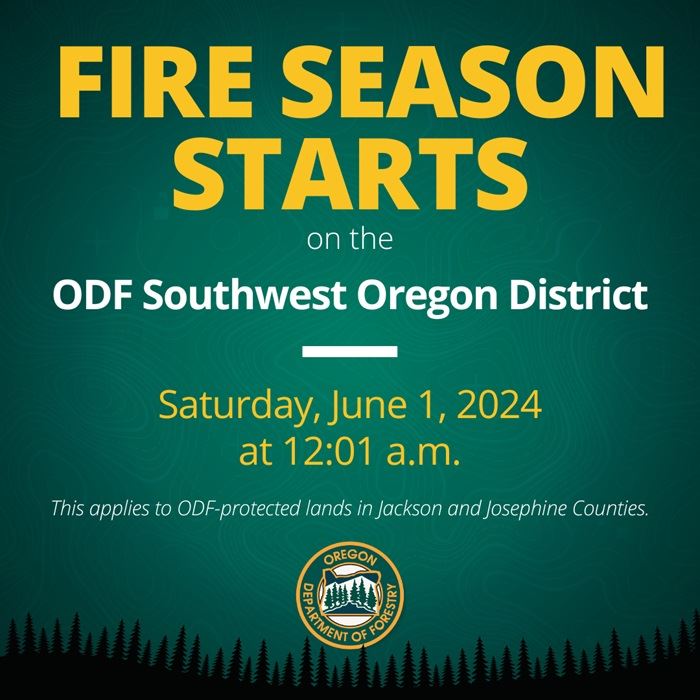 Poster announcing that fire season starts June 1, 2023 