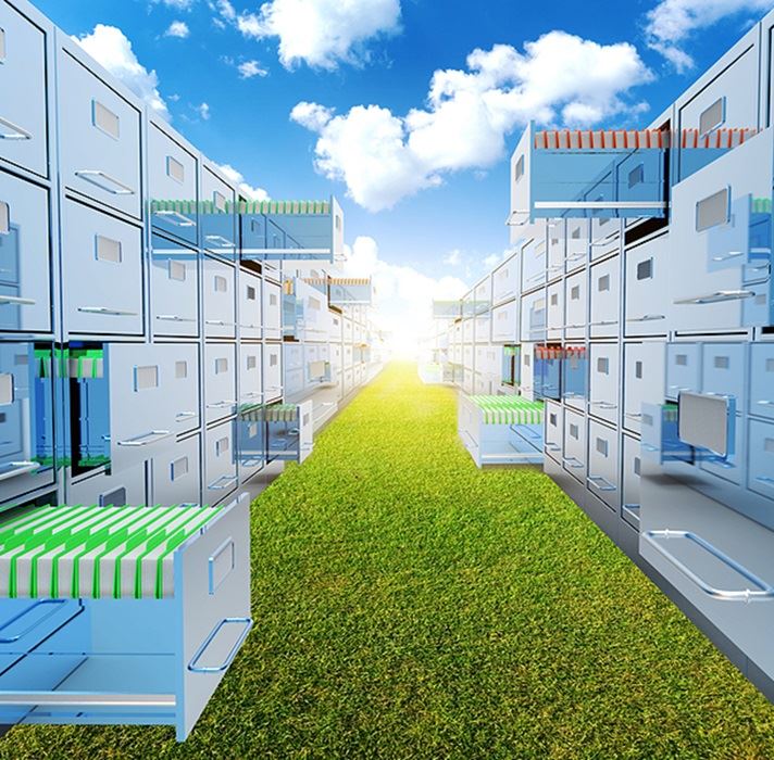 File cabinets extending into the horizon 