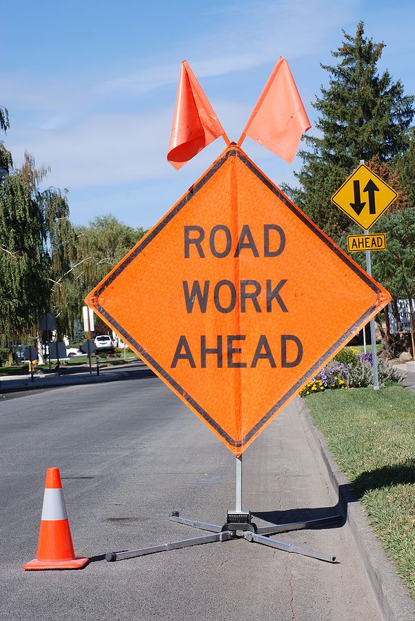 Road Work Ahead sign 