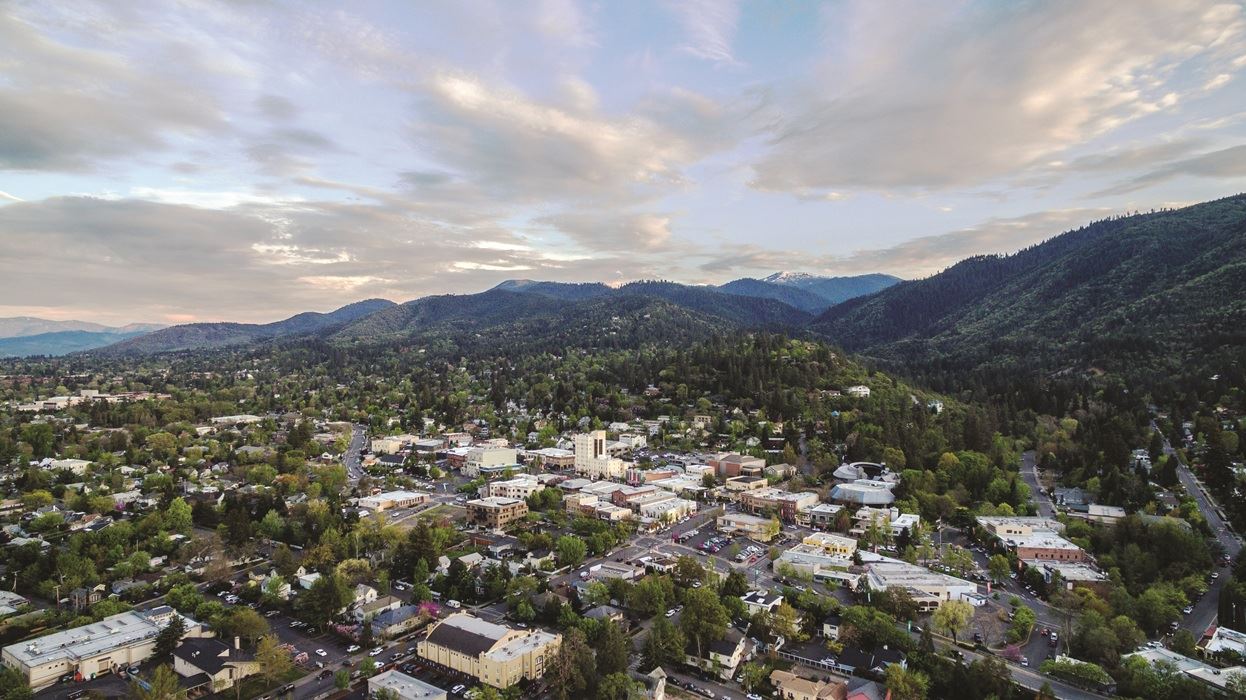 Drone shot of Ashland, Oregon, by Darren Campbell 