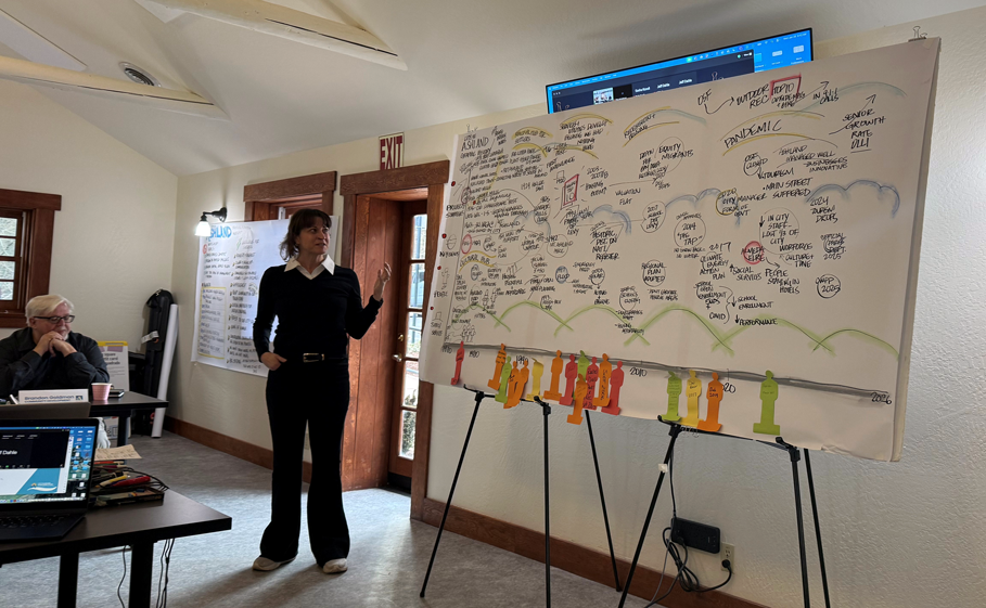 Person facilitating a meeting 