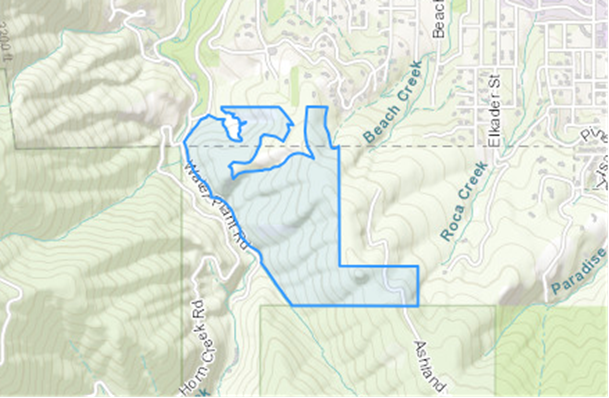 Map of Controlled Burn South of Lithia Park