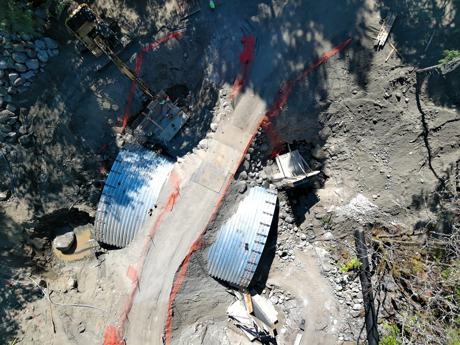 Aerial shot of the culvert project